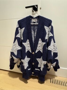 BUCKETLIST Navy and White Star Patterned Cardigan